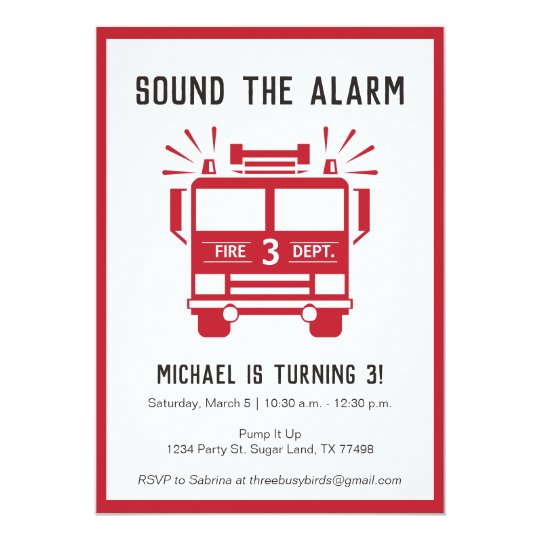 Fire Engine or Fire Truck Birthday Party Invite | Zazzle.com