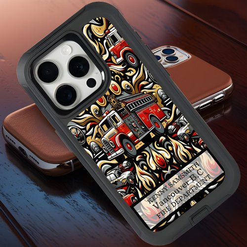 Fire Engine Ornate Design iPhone 15 Pro Case
