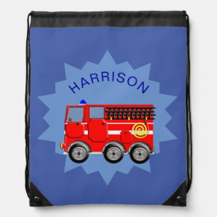 Fire Engine Personalized Boys Cute Drawstring Bag