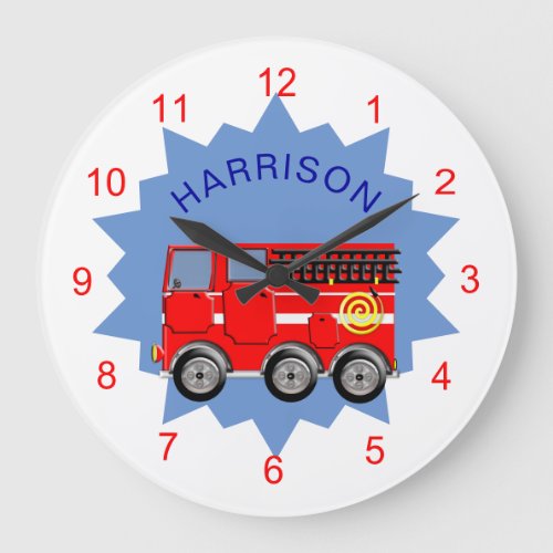 Fire Engine Personalized Boys Room Cute Clock