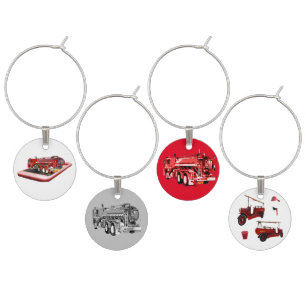 Fire Engine Popout Art, Wine Charms