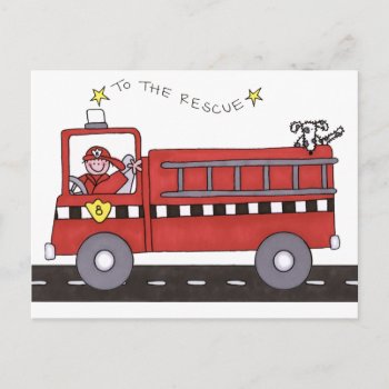 Fire Engine Postcard by customized_creations at Zazzle