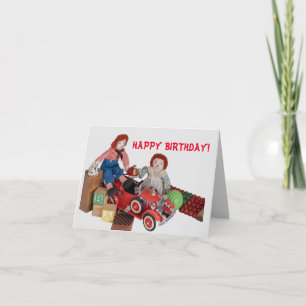 Fire engine Raggedy Ann Andy for boy girl child Holiday Card