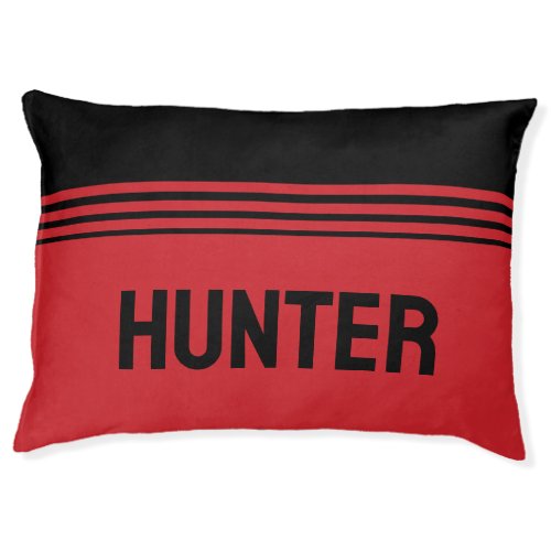 Fire Engine Red and Black Modern Trendy Name  Pet Bed