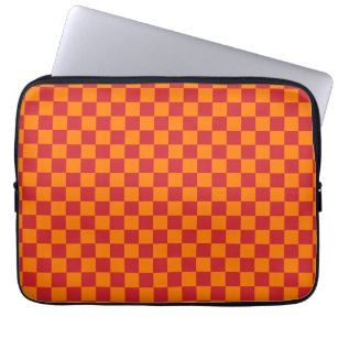 Fire Engine Red and Orange Checkered Vintage Laptop Sleeve