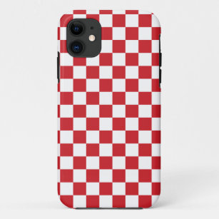 Fire Engine Red and White Checkered Vintage iPhone 11 Case