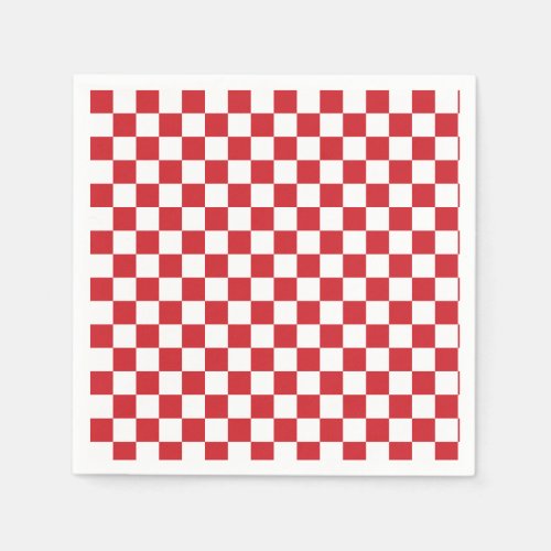 Fire Engine Red and White Checkered Vintage Napkins