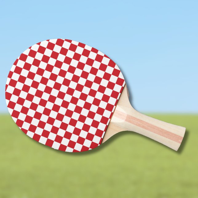 Fire Engine Red and White Checkered Vintage Ping Pong Paddle (Creator Uploaded)