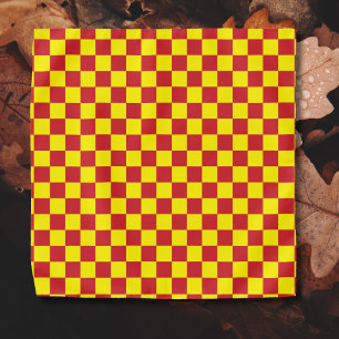 Fire Engine Red and Yellow Checkered Vintage Bandana