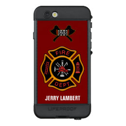 Fire Engine Red Firefighter Badge Name Template LifeProof NÜÜD iPhone 6s Case