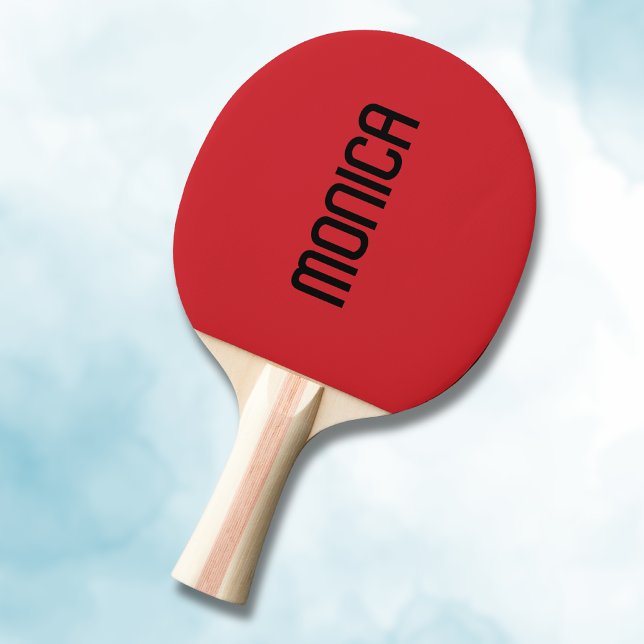 Fire Engine Red Modern Name | Trendy Minimalist  Ping Pong Paddle (Creator Uploaded)