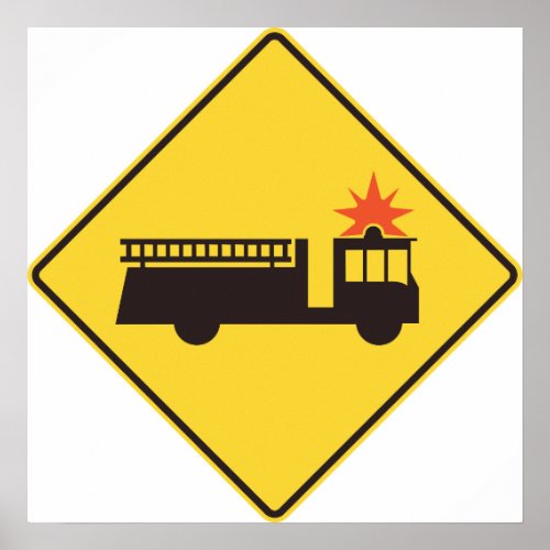 Fire Engine Road Sign