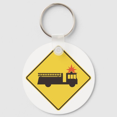 Fire Engine Road Sign Keychain