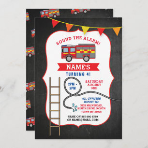 Fire Engine Truck Birthday Party Dept. Invite