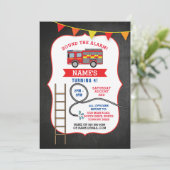 Fire Engine Truck Birthday Party Dept. Invite (Standing Front)