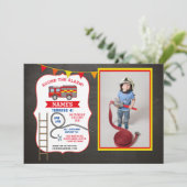 Fire Engine Truck Birthday Party Dept. Photo Invitation (Standing Front)