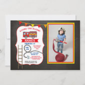 Fire Engine Truck Birthday Party Dept. Photo Invitation (Front)