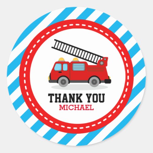 Fire Engine Truck Party Thank You Favor Labels