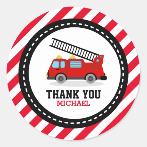 Fire Engine Truck Party Thank You Favor Labels