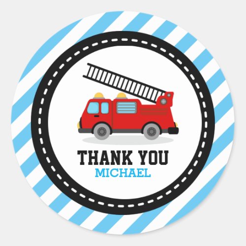 Fire Engine Truck Party Thank You Favor Labels