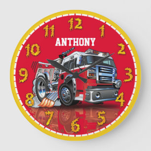 Fire Engine Truck Personalizable Children's Clock