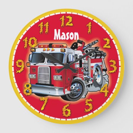 Fire Engine Truck Personalizable Children's Clock