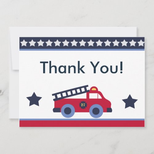 Fire EngineTruck Thank You Cards
