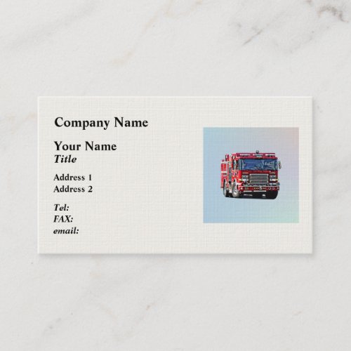 Fire Engine Turning the Corner Business Card