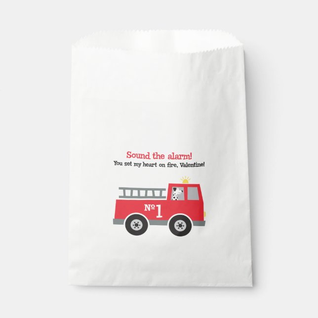 Fire Engine Valentine Favor Bags (Front)