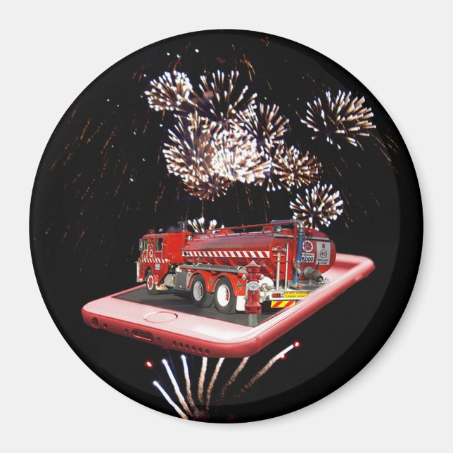 Fire Engine With Fire Works, Magnet (Front)