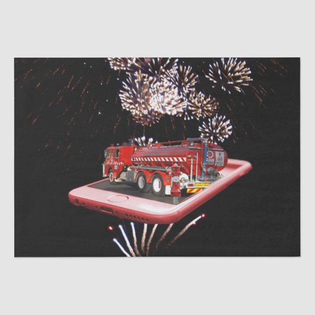 Fire Engine With Fire Works, Tissue Paper (Front)