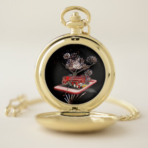 Fire Engine With Fireworks On Speed Dial, Pocket Watch