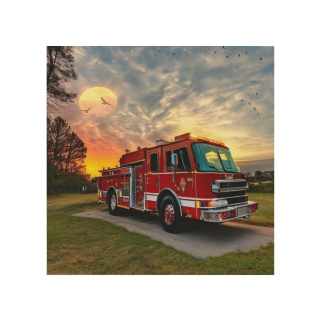 Fire Engine Wood Wall Art (Front)