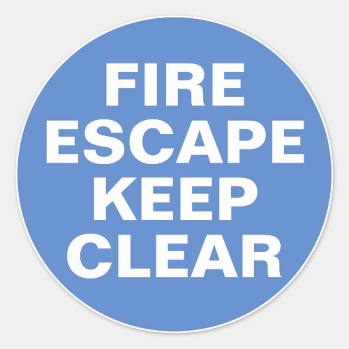 Fire Escape Sign _ Blue  White Sign Sticker