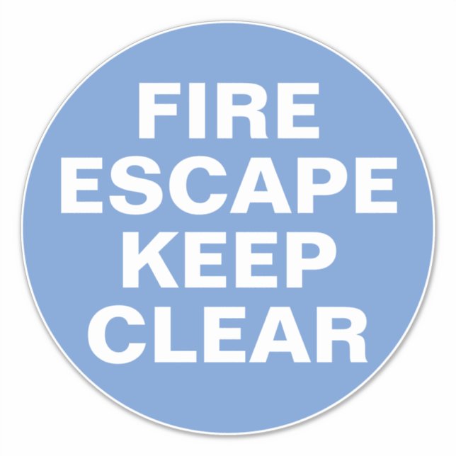 Fire Escape Sign - Blue & White Sign Sticker (Front)