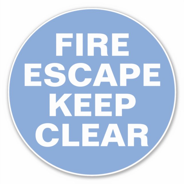 Fire Escape Sign - Blue & White Sign Sticker (Front)