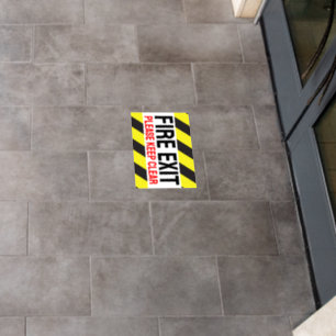 Fire Exit please keep clear chervon Floor Decals