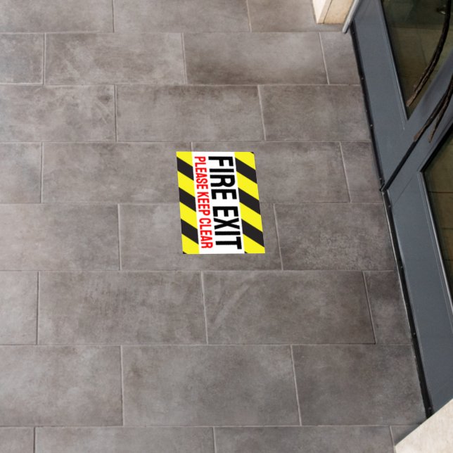 Fire Exit please keep clear chervon Floor Decals (Restaurant)