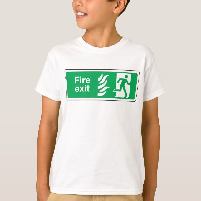 Fire Exit Safety Sign Emergency Evacuation T-Shirt (Front)
