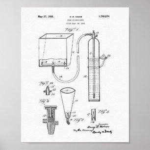Fire Extinguisher 1930 Patent Art - White Paper Poster