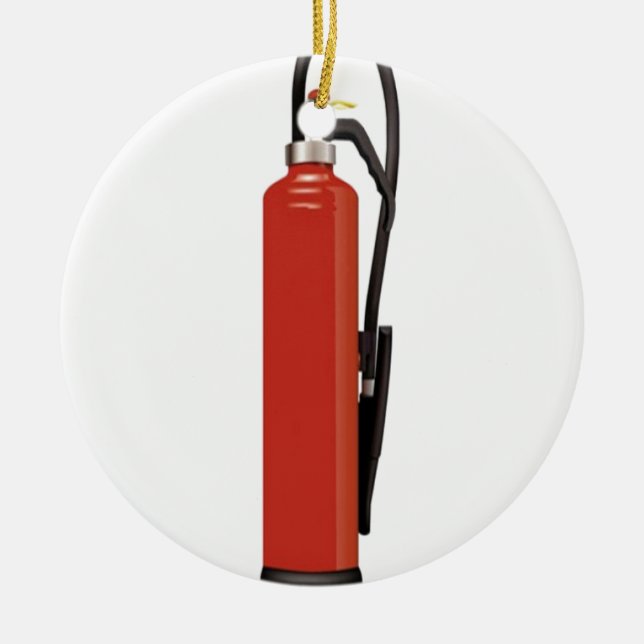 Fire extinguisher design ceramic ornament (Front)