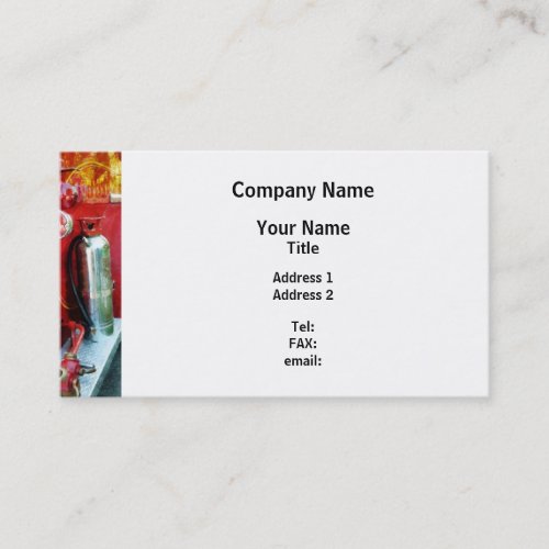 Fire Extinguisher on Fire Truck Business Card