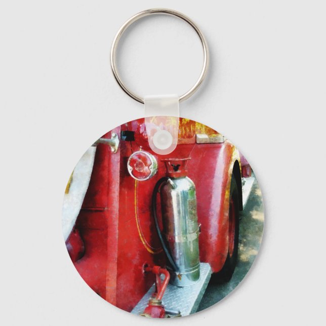 Fire Extinguisher on Fire Truck Keychain (Front)