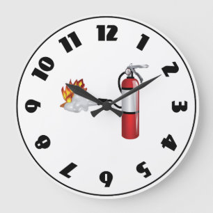Fire Extinguisher Putting Out Fire Clock