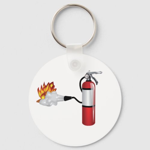 Fire Extinguisher Putting Out Fire Keychain