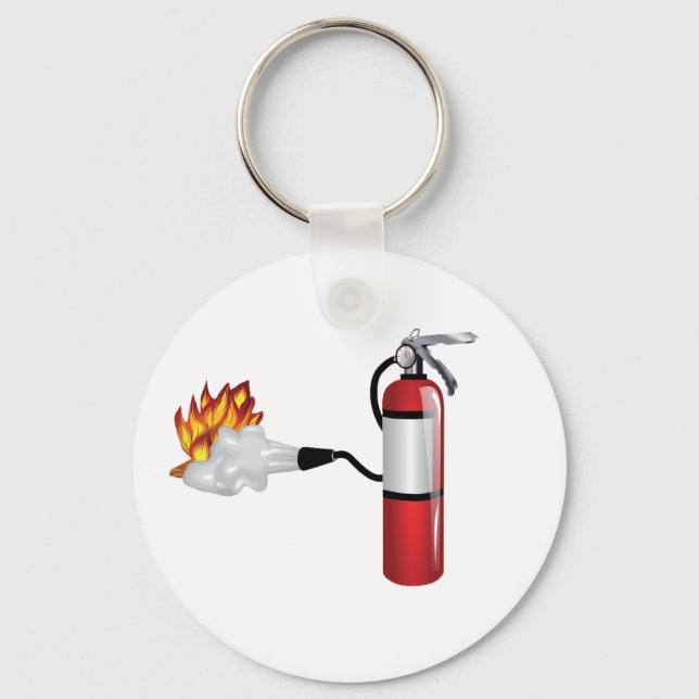 Fire Extinguisher Putting Out Fire Keychain (Front)