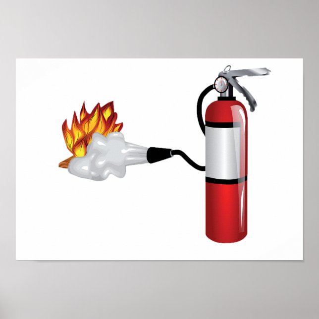 Fire Extinguisher Putting Out Fire Poster (Front)