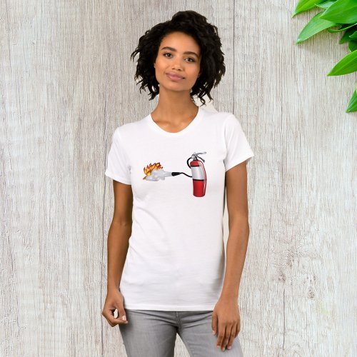 Fire Extinguisher Putting Out Fire Womens T_Shirt