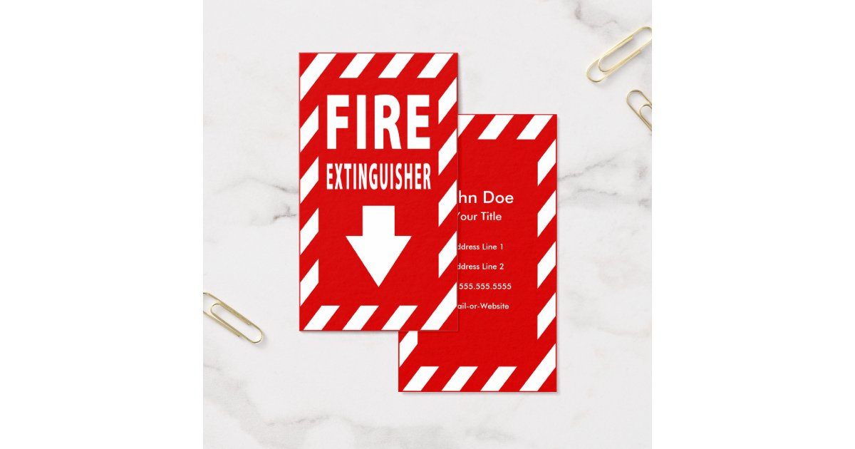 fire extinguisher sign business card Zazzle