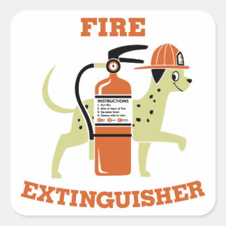 Fire Extinguisher Square Sticker